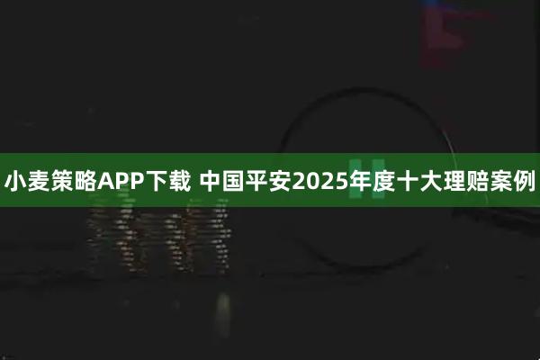 小麦策略APP下载 中国平安2025年度十大理赔案例