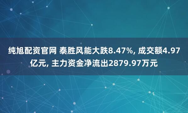 纯旭配资官网 泰胜风能大跌8.47%, 成交额4.97亿元, 主力资金净流出2879.97万元
