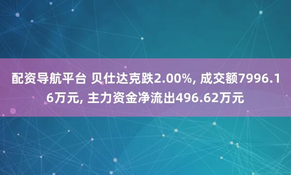 配资导航平台 贝仕达克跌2.00%, 成交额7996.16万元, 主力资金净流出496.62万元